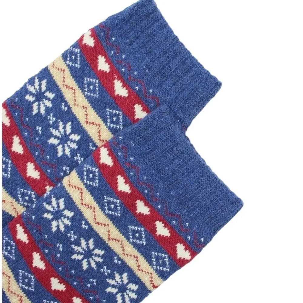 NEW 5 Sets Womens Heavy Knit Colorful Fair Isle Hearts Winter Cabin Socks Bundle